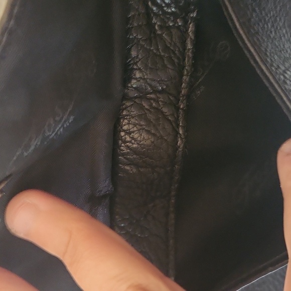 VINTAGE FOSSIL BLACK PEBBLED LEATHER SHOULDER BAG WITH FRONT POCKET - Picture 5 of 13